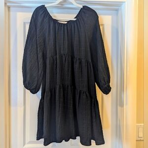 Bubble Sleeve Crepe Dress